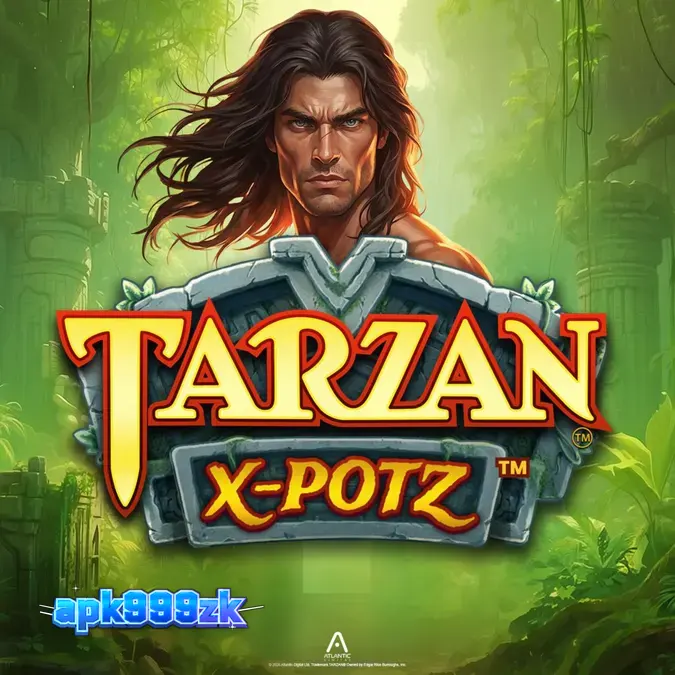 Pemandangan hutan eksotis dan kuil kuno dalam slot Tarzan X-Potz